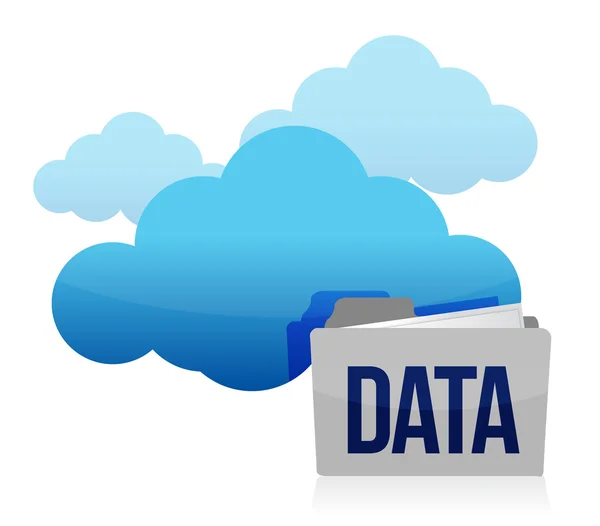 Armazenamento de dados em nuvem e pasta — Fotografia de Stock
