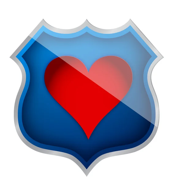 Иллюстрация символа сердца на значке щита — стоковое фото
