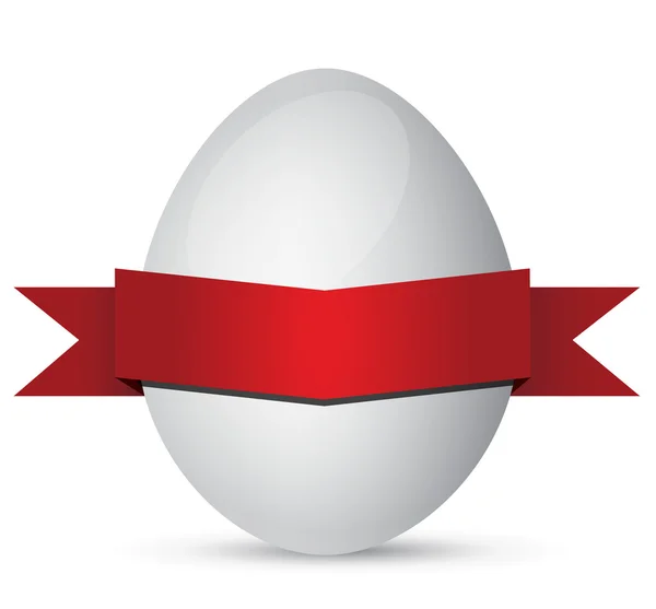 White Easter eggs with red ribbon — Stock Photo, Image