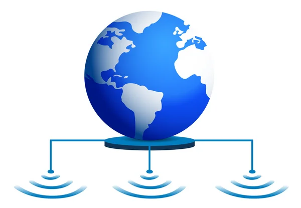 World globe with wireless connection — Stock Photo, Image