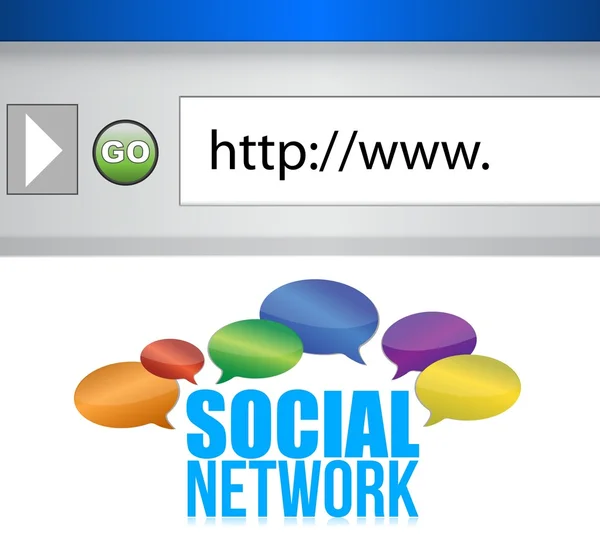 Webbläsarfönstret visas ett socialt nätverk — Stockfoto