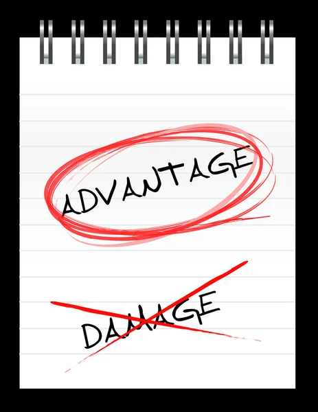 Chose the word ADVANTAGE over DAMAGE — Stock Photo, Image