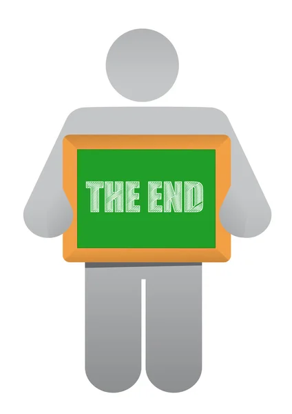 Man holding a "the end" board — Stock Photo, Image