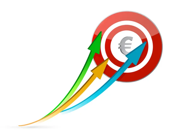 Euro pijlen doel — Stockfoto