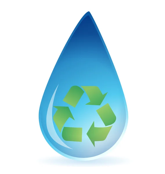 Wassertropfen mit Recycling-Symbol im Inneren — Stockfoto