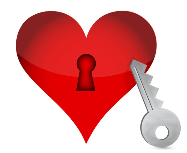 Red heart and key — Stock Photo, Image