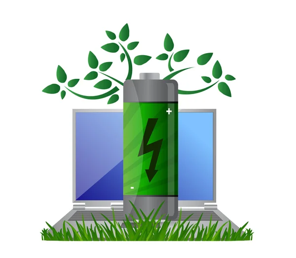 Zelená energie a notebook — Stock fotografie