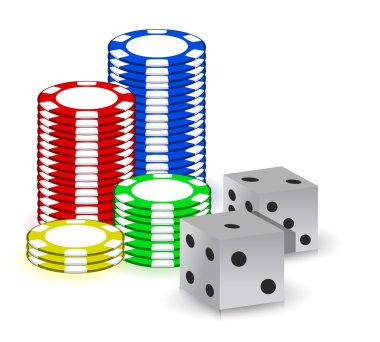 poker kumar fişleri ve onluk bir dizi