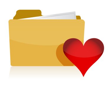 Kırmızı kalpli sarı klasör