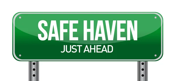 Safe Haven Green Road Sign — Stock Photo, Image