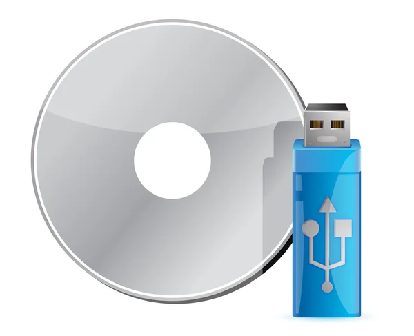 Memoria USB en la pila de CD — Foto de Stock