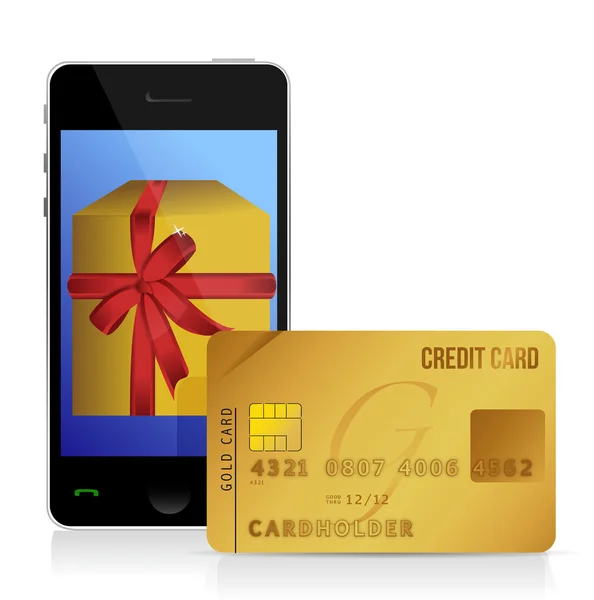 Internet winkelen met smartphone en creditcard — Stockfoto