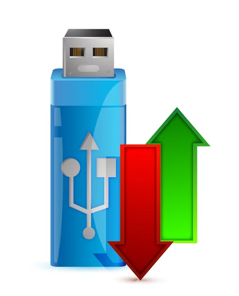 USB flash drive and arrow — Stock Photo, Image