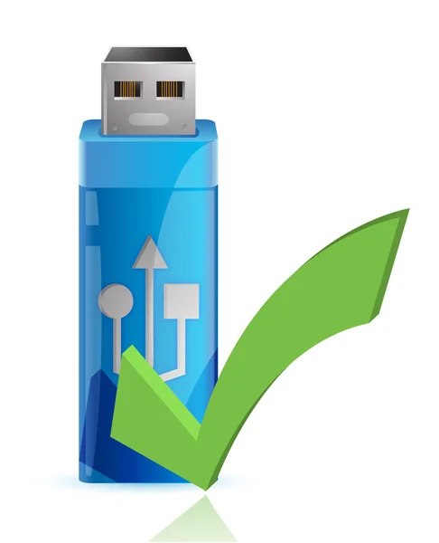 USB-flashstation met ok teken — Stockfoto