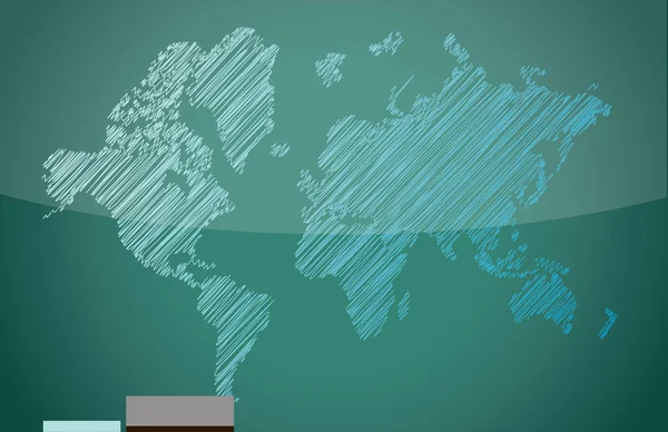 World map on a blackboard — Stock Photo, Image