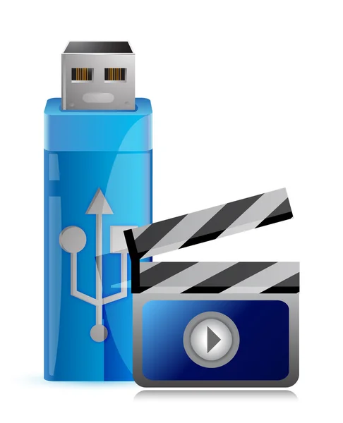 Unidade flash USB com vídeo multimídia — Fotografia de Stock