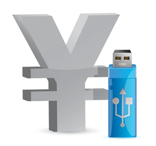 Valuta teken USB-geheugenstick — Stockfoto