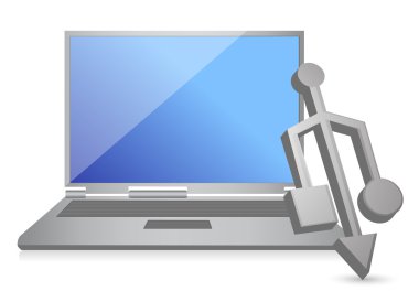 USB ve bir dizüstü bilgisayar