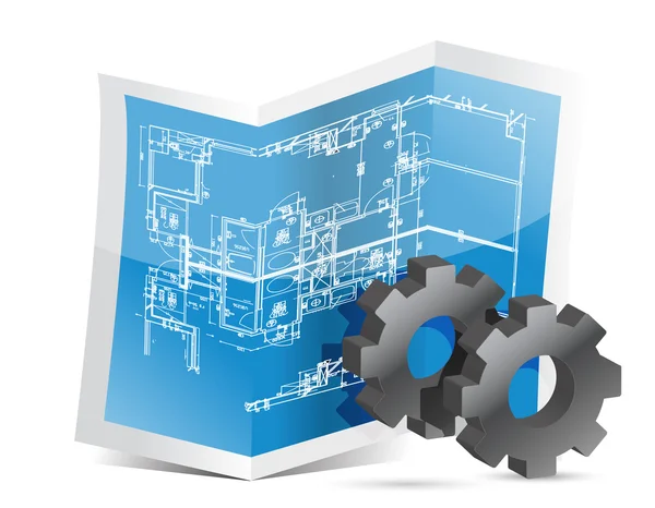 Gears blueprint grafik — Stockfoto