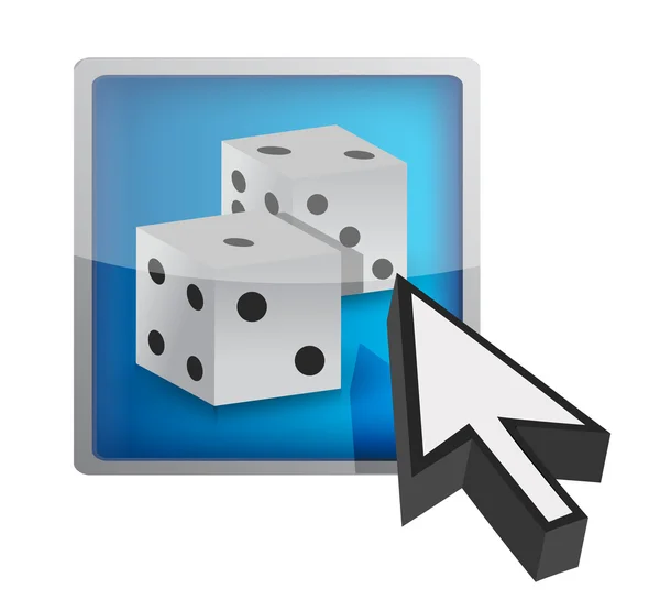 Кнопка с кубиками. игровой концепт — стоковое фото