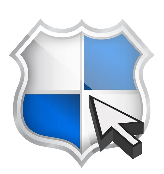 Shield icon and cursor — Stock Photo, Image