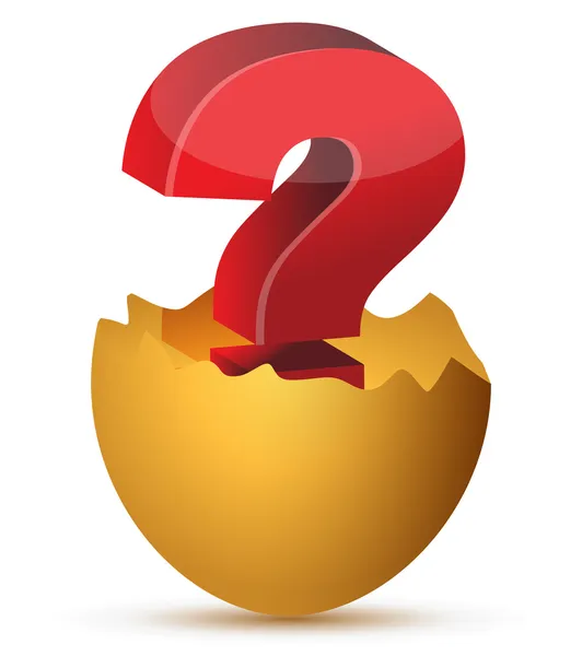 Ilustração de ovo com ponto de interrogação vermelho — Fotografia de Stock
