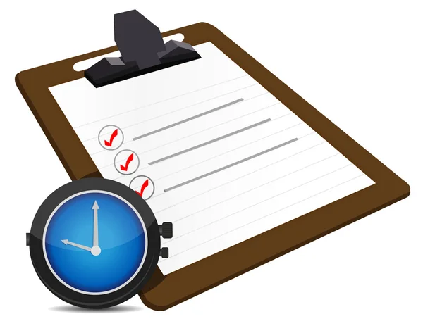 Clássico relógio de escritório e check list ilustração — Fotografia de Stock