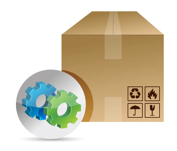 Box och gears illustration — Stockfoto