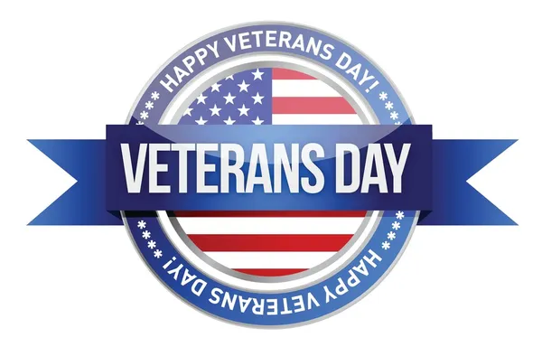 Veterans day. us seal and banner — Stock Vector