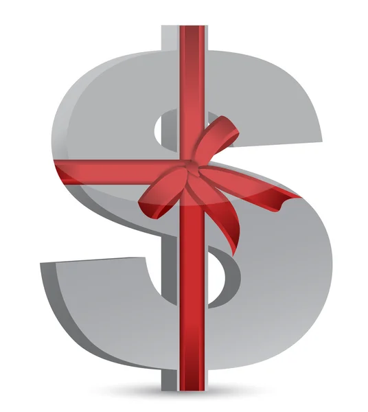 Dollar currency symbol and ribbon — Stock Photo, Image