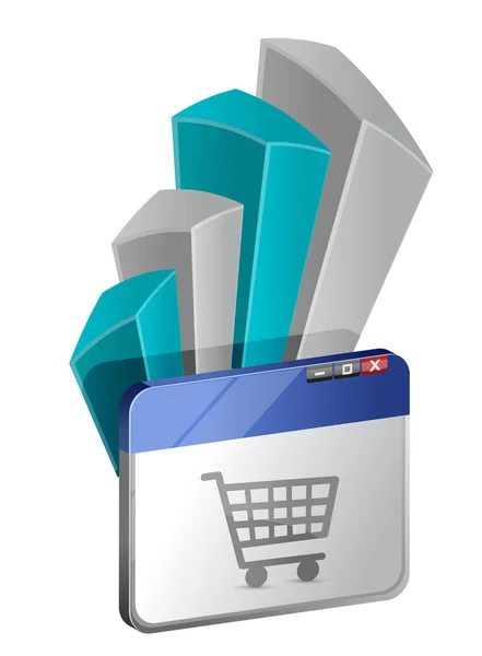 Browser window with Shopping Cart and graph — Stock Photo, Image