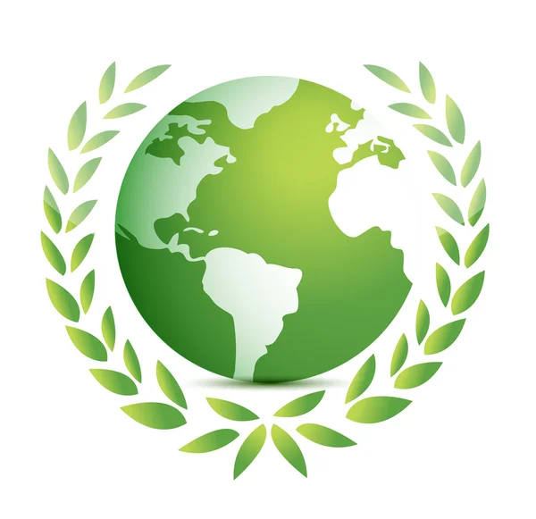 白绿色的地球图标 — 图库照片