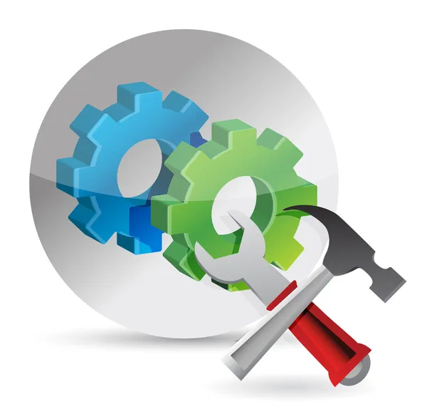 Schraubenschlüssel und Getriebe Logo — Stockfoto