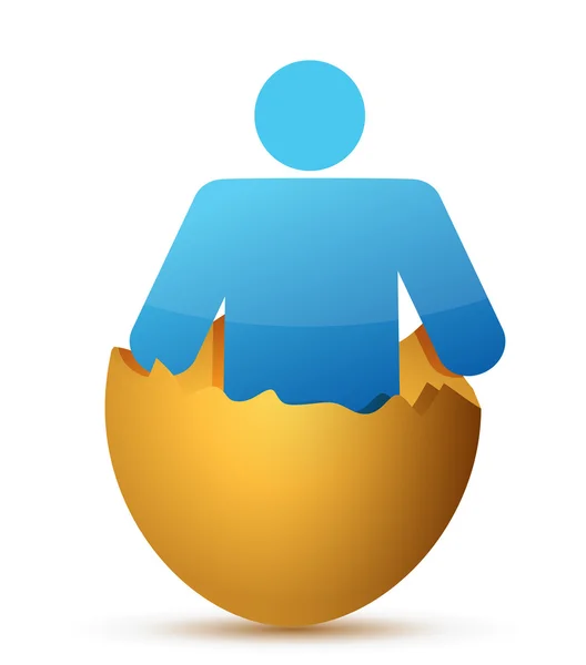 Man inside cracked eggshell — Stock Photo, Image