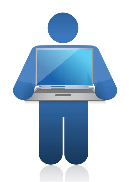 Icon holding laptop — Stock Photo, Image