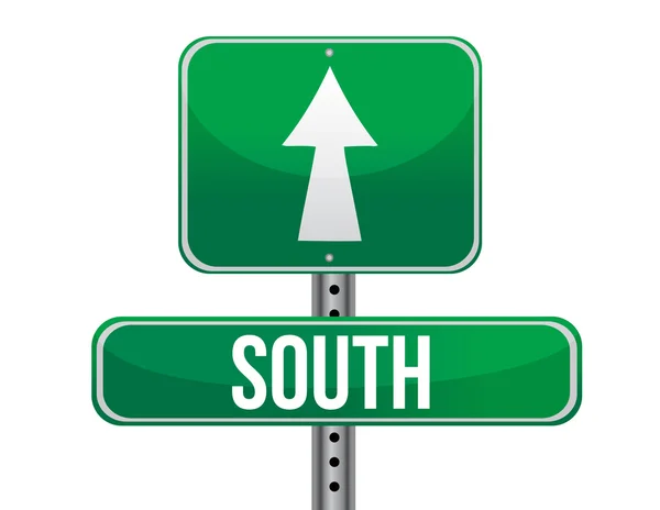 Road sign to the south geographical direction — Stock Photo, Image