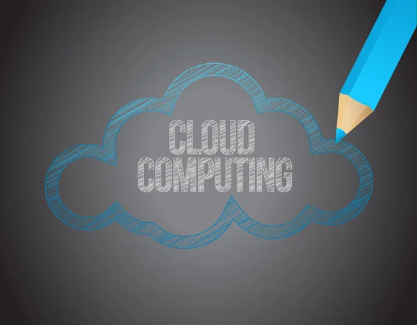 Cloud computing vit text över svarta tavlan — Stockfoto