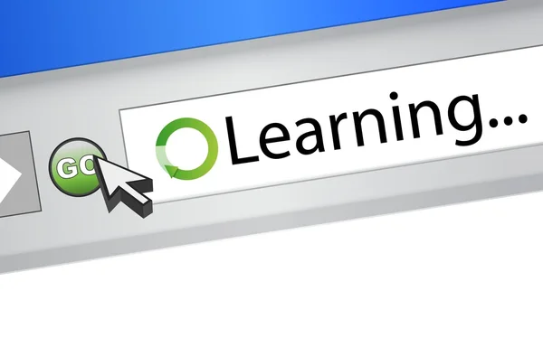 Learning text on computer screen browser — Stock Photo, Image