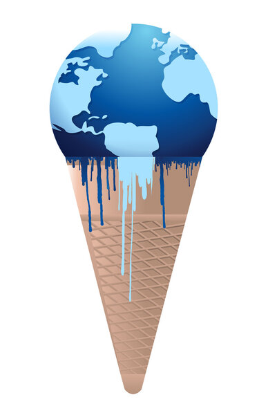 ice cream earth melts - global warming concept