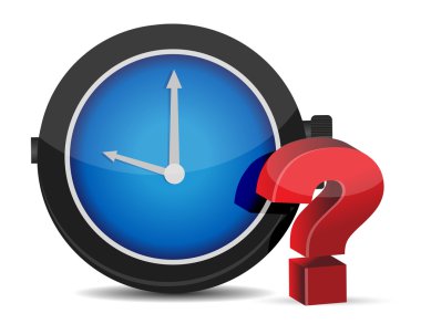 red Question Mark with Alarm Clock clipart