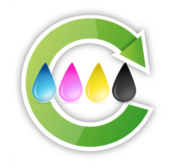 Cmyk inkjet ink drops recyceln — Stockfoto