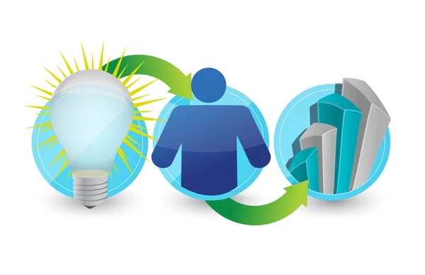 Success icon, light bulb with colorful graph — Stock Photo, Image