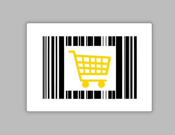 Barcode mit Warenkorb — Stockfoto