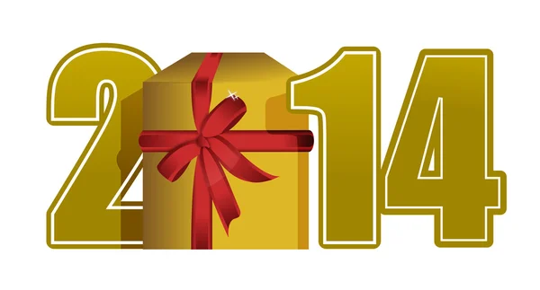 New year 2014 text and gift — Stock Photo, Image