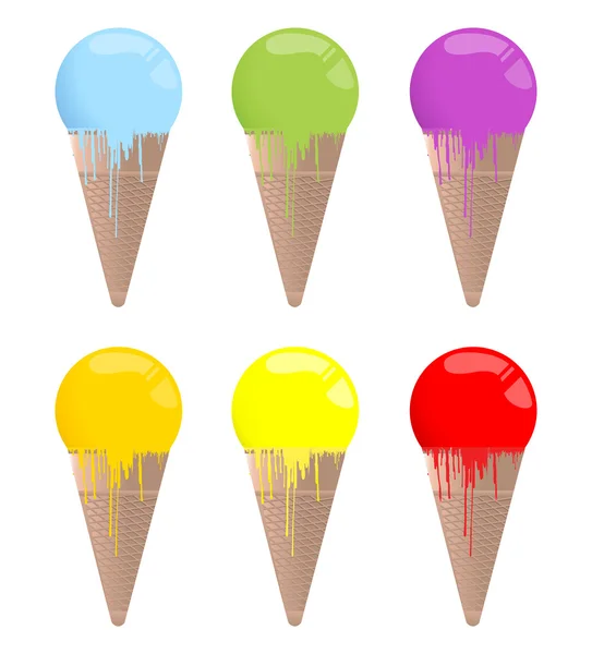 6 színes fagylaltok ikonok — Stock Fotó