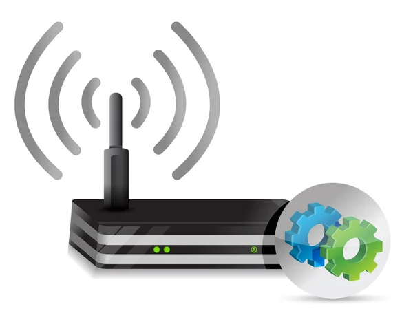 Wireless Router and gears — Stock Photo, Image