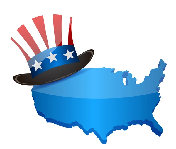 US Top Hat Tio Sam e mapa — Fotografia de Stock