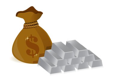 Para çantaları ve gümüş çubuklar