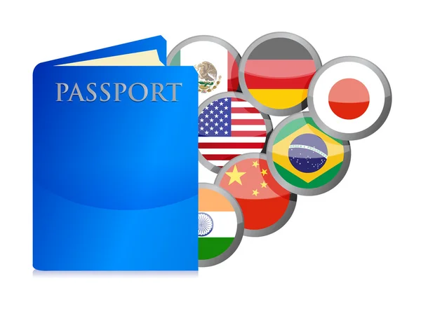 Concept van het paspoort en de landen van de wereld — Stockfoto
