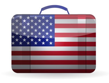 bir bavul seyahat için Amerikan bayrağı